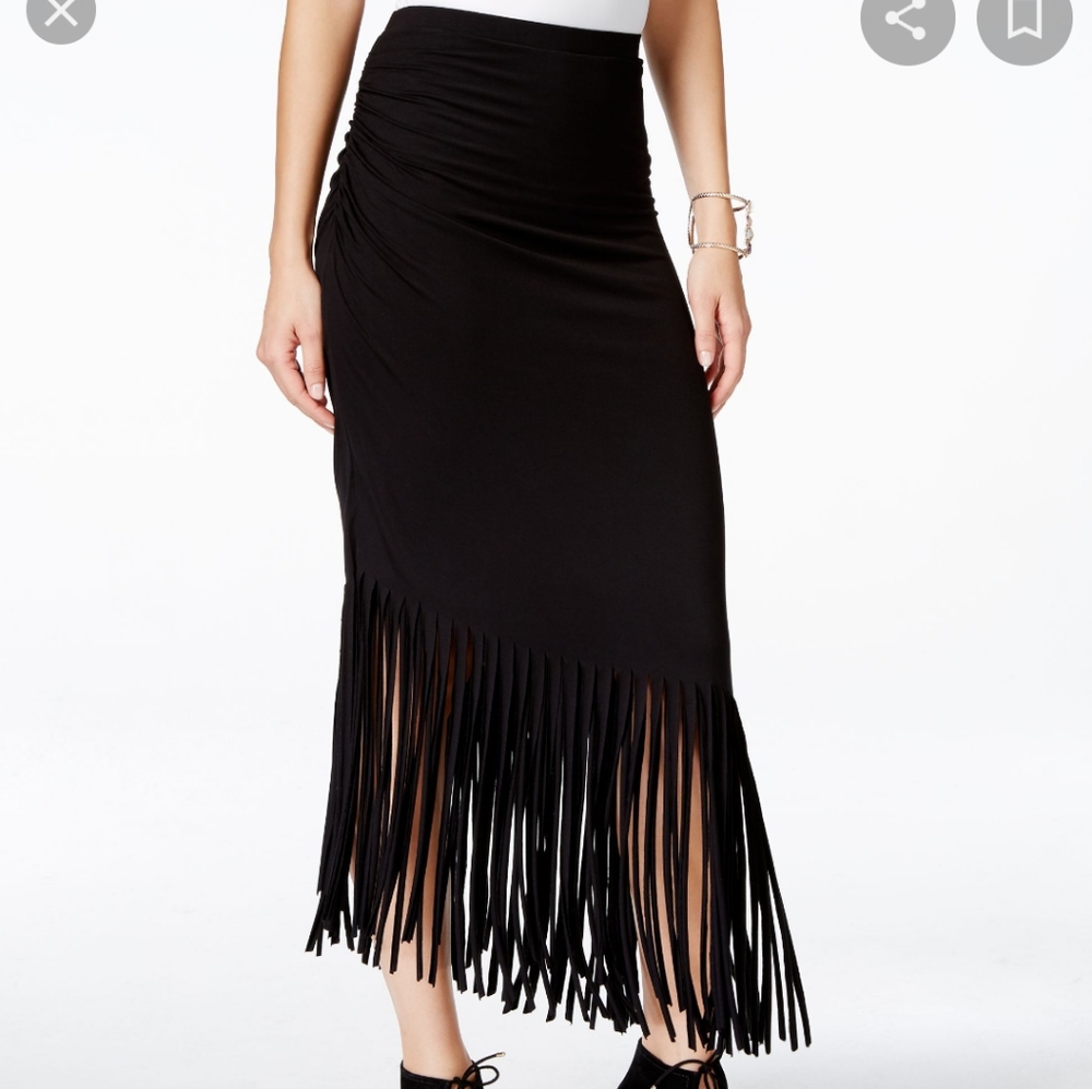 Inc fringe black skirt sz xs